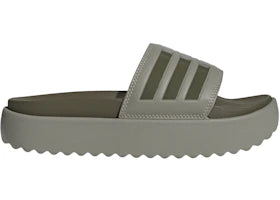 adidas Adilette Platform Slides Silver Pebble Olive Strata