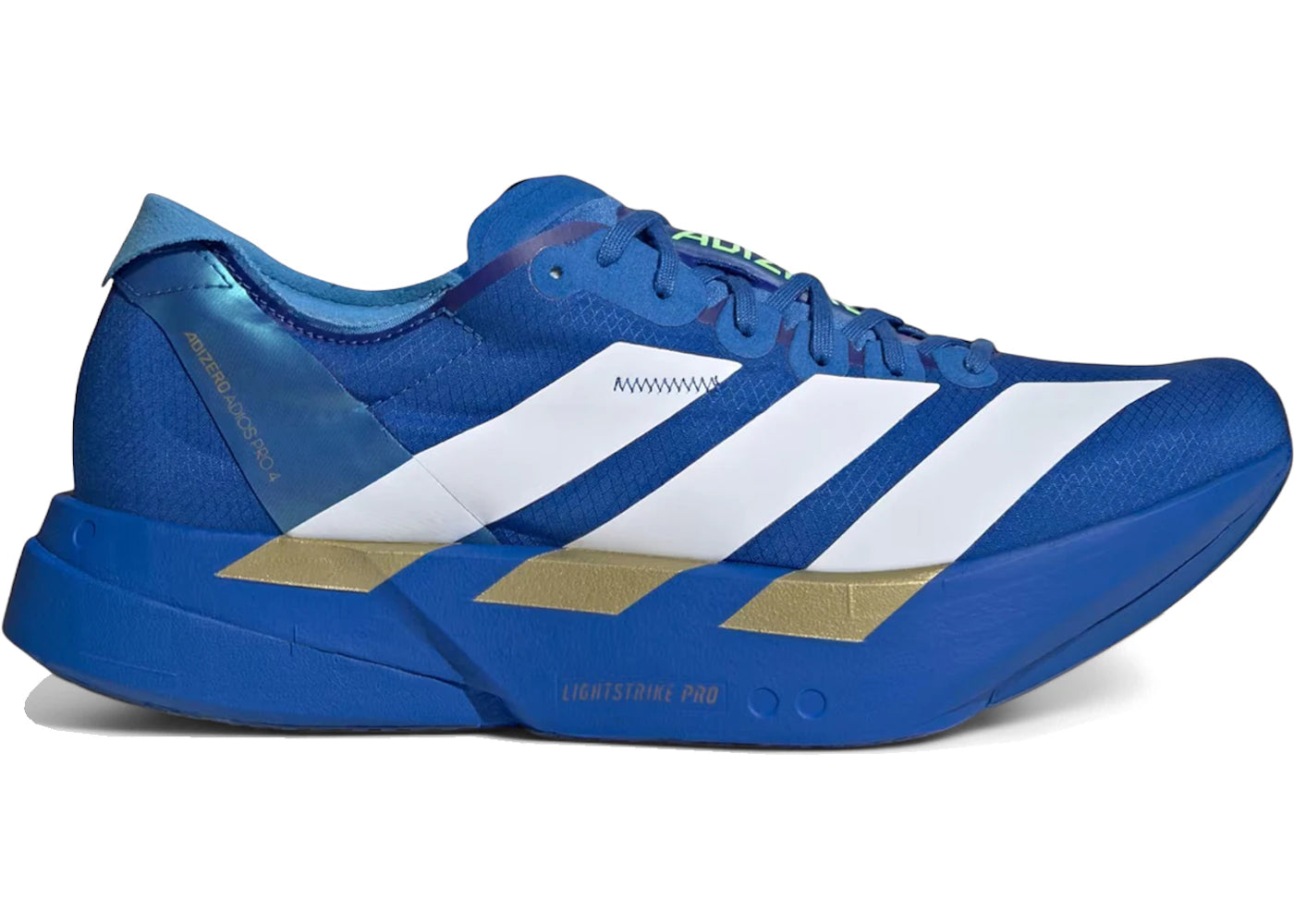adidas Adizero Adios Pro 4 Blue White Lime Burst - vue 360
