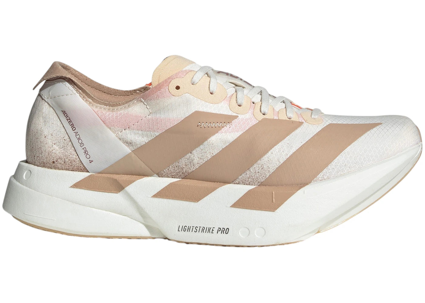adidas Adizero Adios Pro 4 Chalk White Warm Sandstone Semi Impact Orange (Women's) - vue 360