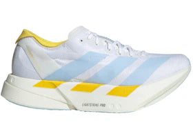 adidas Adizero Adios Pro 4 White Glow Blue Yellow (Women's) - authentic adidas sneakers