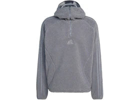 adidas Borg Fleece Teamgeist 1/4 Zip Hoodie Grey Strata