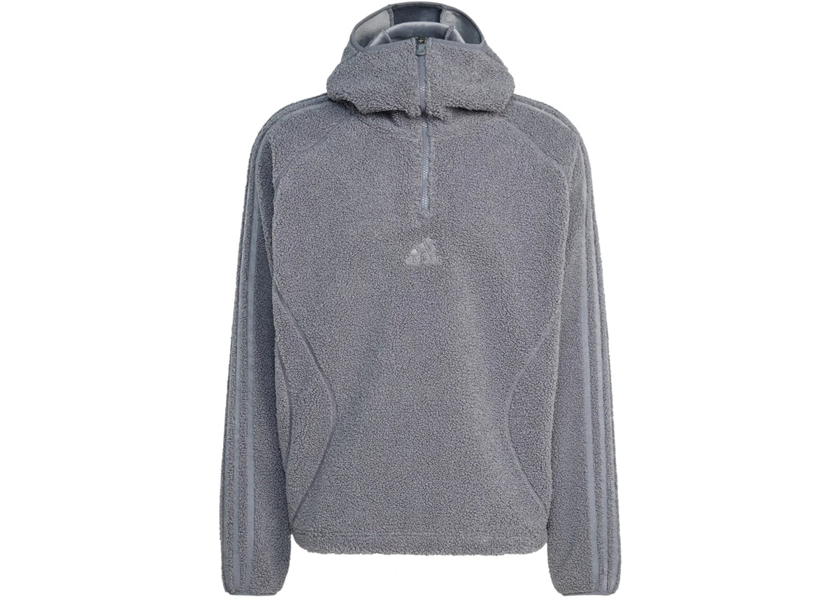 adidas Borg Fleece Teamgeist 1/4 Zip Hoodie Grey Strata - vue secondaire A