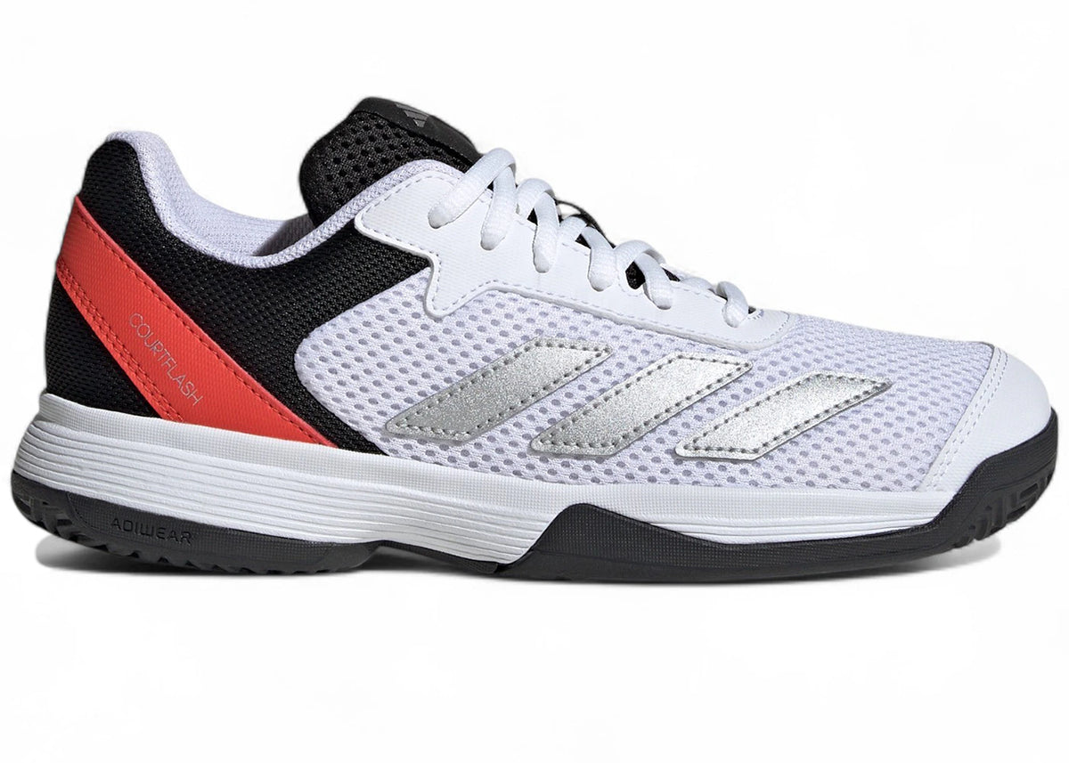 adidas Courtflash Cloud White Silver Metallic Bright Red (PS/GS) - vue secondaire A