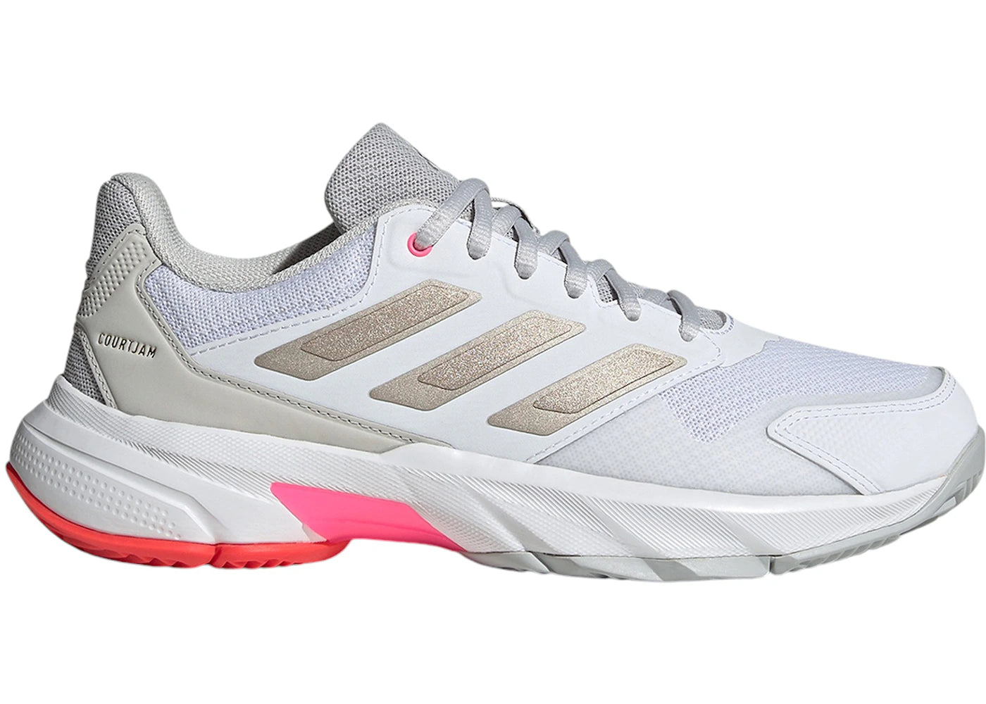 adidas Courtjam Control 3 Cloud White Iron Metallic Lucid Red (Women's) - vue 360