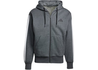 adidas Essentials 3-Stripes Fleece Hoodie Dark Grey Heather Black
