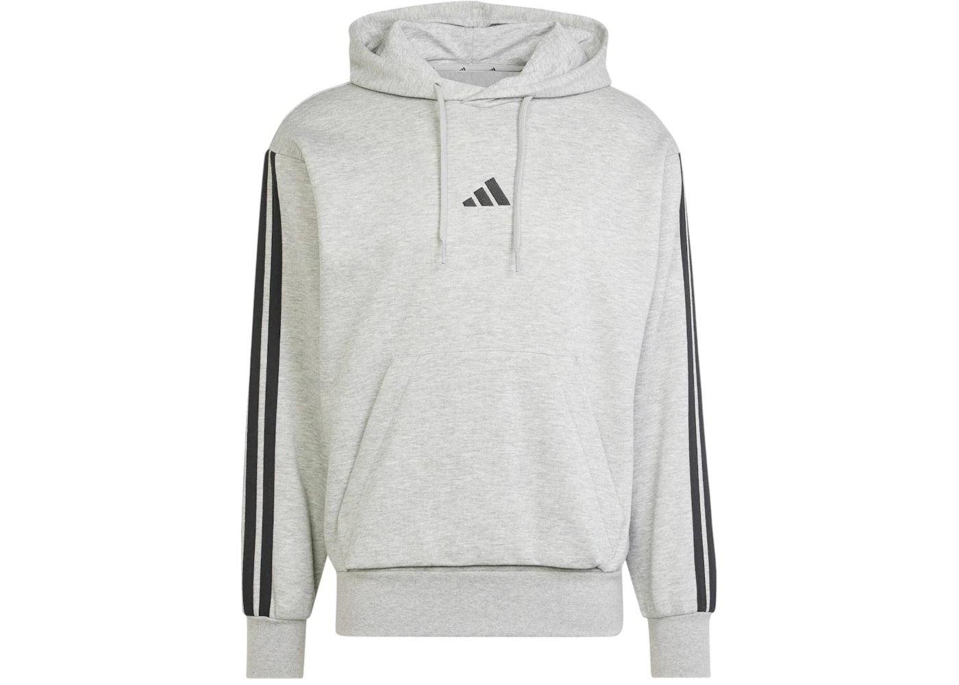 adidas Essentials 3-Stripes Fleece Hoodie Medium Grey Heather Black - vue 360