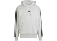 adidas Essentials 3-Stripes Fleece Hoodie Medium Grey Heather Black