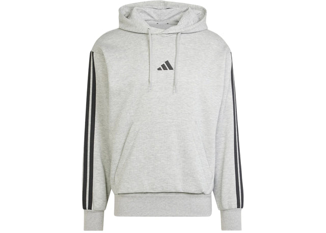 adidas Essentials 3-Stripes Fleece Hoodie Medium Grey Heather Black