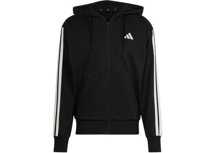 adidas Essentials 3-Stripes French Terry Full-Zip Hoodie Black/White - apparel view 2