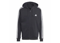 adidas Essentials Fleece 3-Stripes Full-Zip Hoodie Black