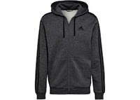 adidas Essentials Fleece 3-Stripes Full-Zip Hoodie Dark Grey Heather