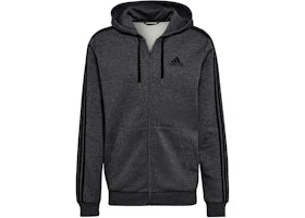 adidas Essentials Fleece 3-Stripes Full-Zip Hoodie Dark Grey Heather
