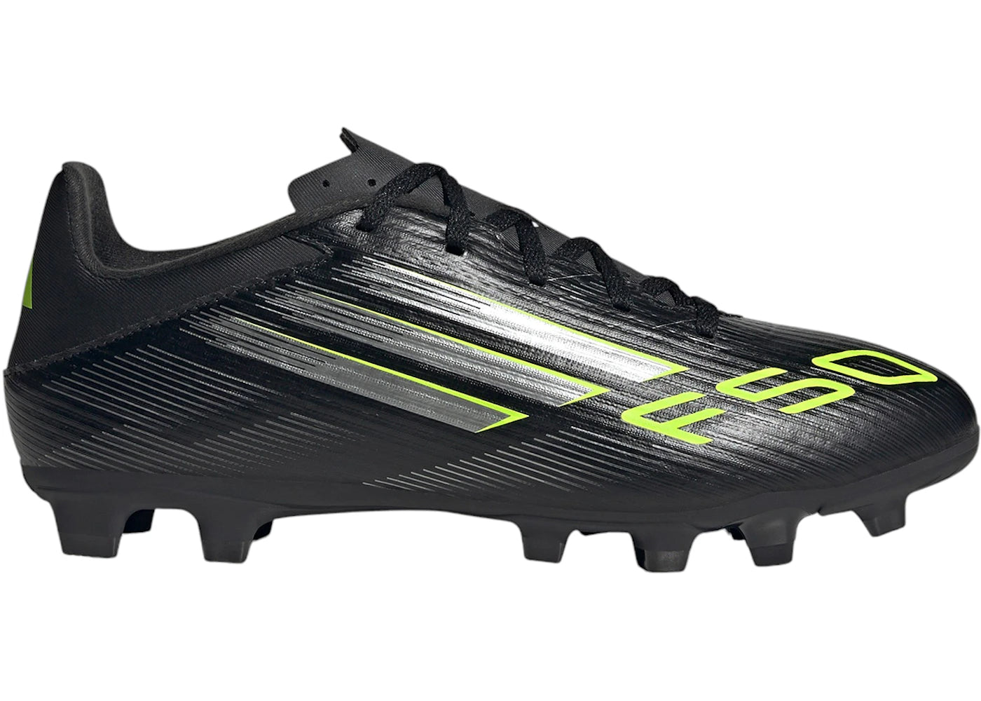 adidas F50 Club FG/MG Core Black Iron Metallic Lucid Lemon - vue 360