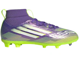 adidas F50 League Mid-Cut FG/MG Purple Rush Cloud White Lucid Lemon (GS) - vue 360