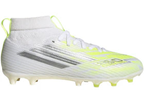 adidas F50 Sparkfusion League Mid Cut FG/AG White Iron Metallic Hi-Res Yellow (GS) - vue 360