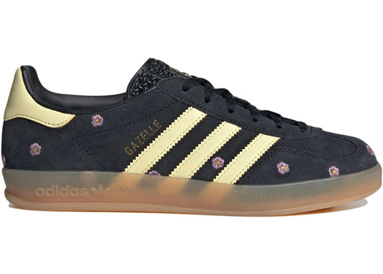 adidas Gazelle Indoor Core Black Almost Yellow Floral (Women's) sneakers - authentic adidas shoes