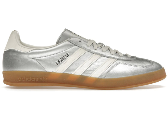 adidas Gazelle Indoor Silver Metallic Core White sneakers - authentic adidas shoes