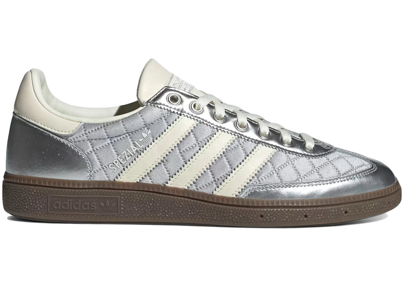 adidas Handball Spezial Quilted Silver Metallic Cream White Gum sneakers - authentic adidas shoes