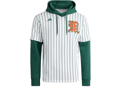 adidas Hurricanes Jersey Hoodie Miami White Dark Green - apparel view 2