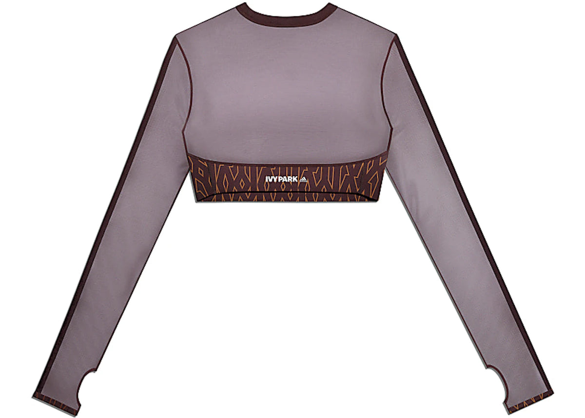 adidas Ivy Park Monogram Crop Top Wild Brown/Night Red - vue secondaire B