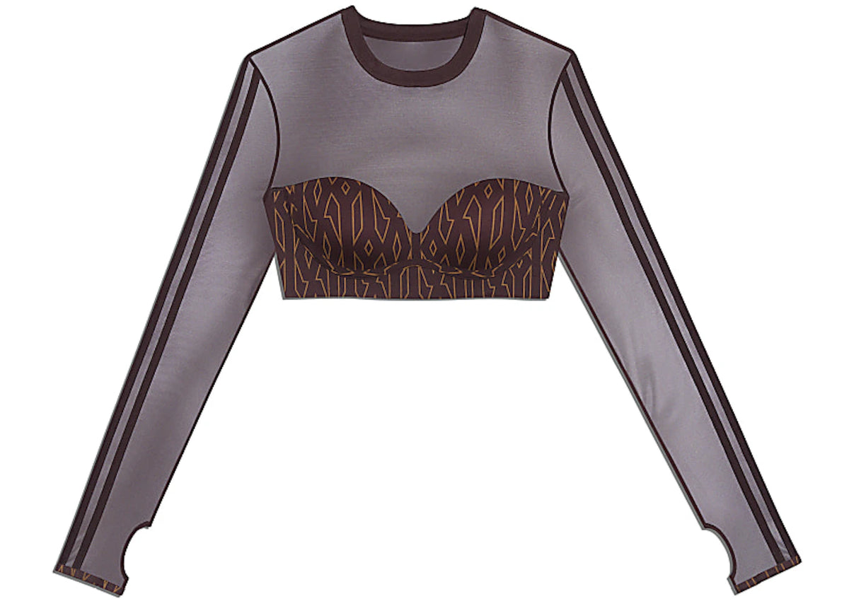 adidas Ivy Park Monogram Crop Top Wild Brown/Night Red - vue secondaire A