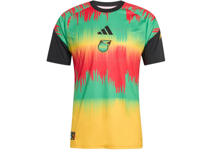 adidas Jamaica 2026 Bob Marley Home Pre Match Jersey Bold Gold/Vivid Green/Pure Ruby - apparel view 2