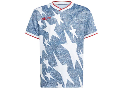 adidas Denim Graphic Jersey White Dark Blue - authentic adidas apparel