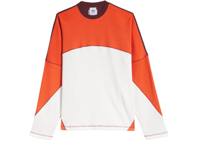 adidas La Cienega Long Sleeve Sports Tee Off White Preloved Red Maroon