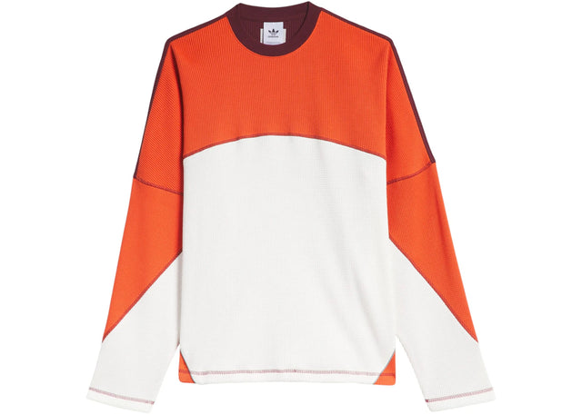 adidas La Cienega Long Sleeve Sports Tee Off White Preloved Red Maroon