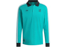 adidas Liverpool FC Terrace Icons Long Sleeve Polo Shirt Sea Green - authentic adidas apparel