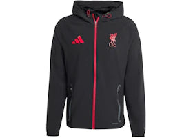 adidas Liverpool FC Tiro 25 Competition Vis Tech Travel Jacket Black Strawberry Red - authentic adidas apparel