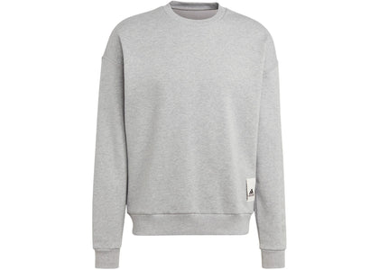 adidas Lounge Fleece Sweatshirt Medium Grey Heather - authentic adidas apparel