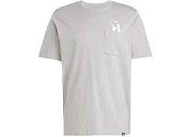 adidas Lounge Slides Graphic Pocket T-Shirt Charcoal Solid Grey