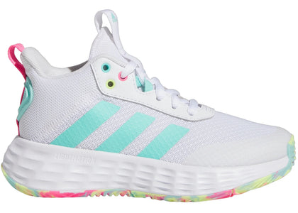 adidas Ownthegame 2.0 Cloud White Flash Aqua Lucid Pink (GS) - sneakers view 2