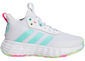 adidas Ownthegame 2.0 Cloud White Flash Aqua Lucid Pink (GS) - vue 360