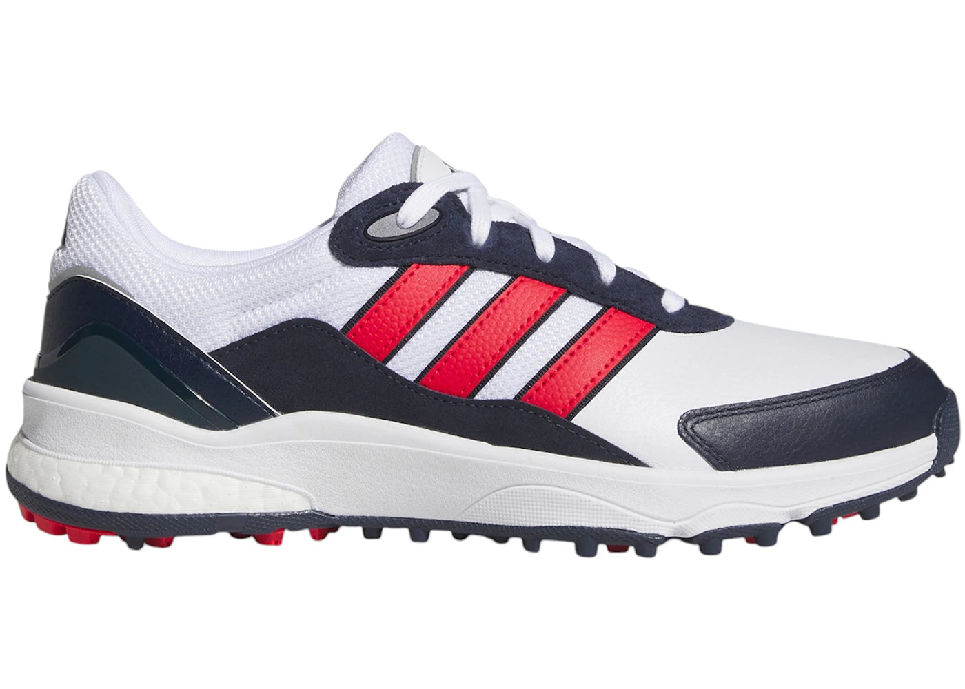 adidas SW5540 Spikeless Golf Cloud White Pure Ruby Collegiate Navy - vue 360