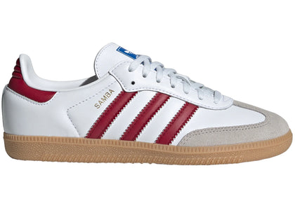 adidas Samba OG Cloud White Collegiate Burgundy Gum (GS) - authentic adidas sneakers