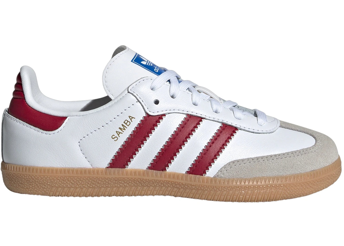 adidas Samba OG Cloud White Collegiate Burgundy Gum (PS) - vue 360