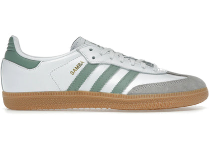 adidas Samba OG Cloud White Silver Green (GS) - authentic adidas sneakers