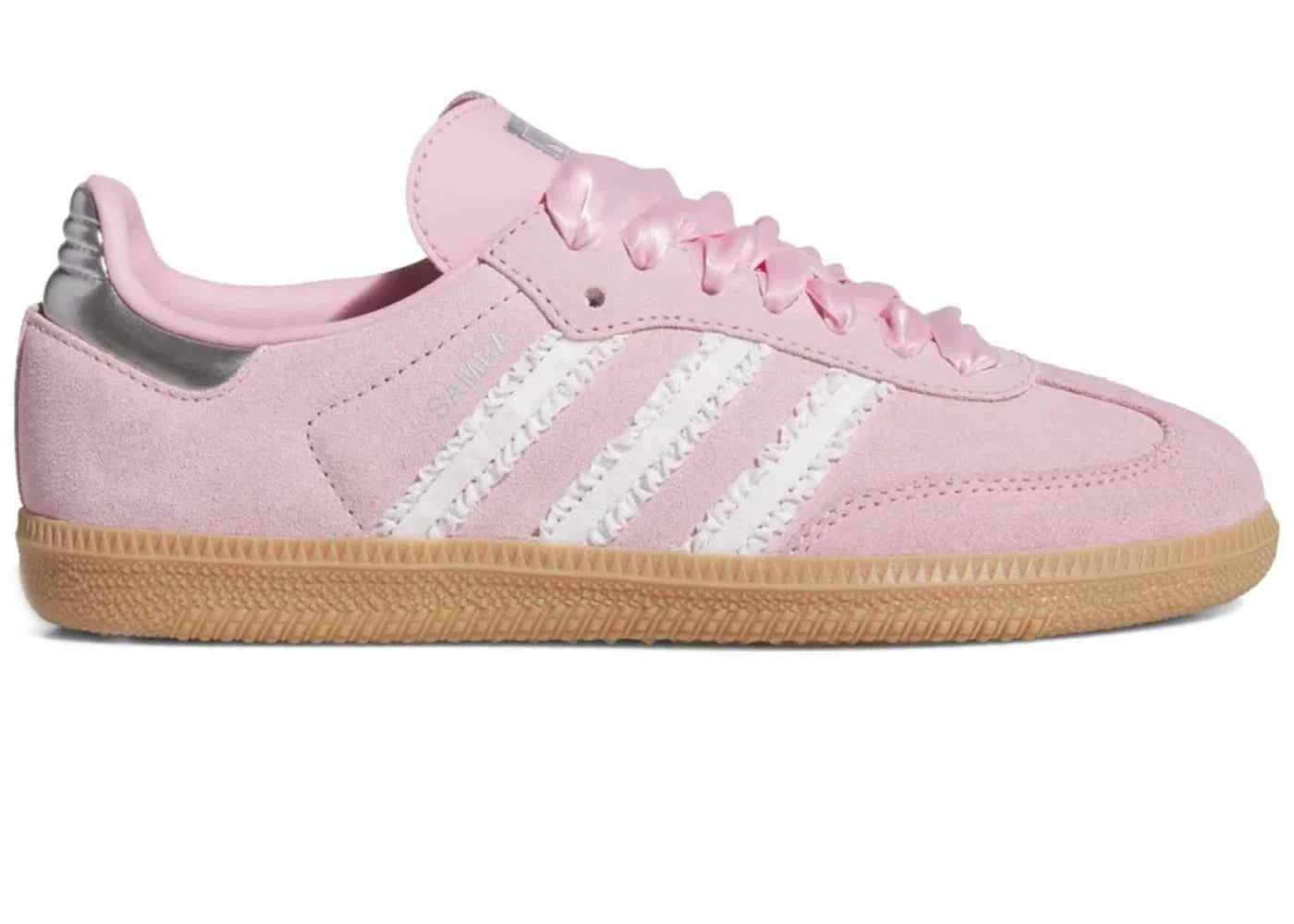 adidas Samba OG Light Pink White Ribbon Silver Metallic Gum (GS) - vue 360