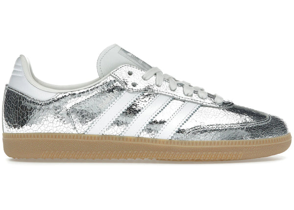 adidas Samba OG Silver Metallic Cracked Leather (Women's) sneakers - authentic adidas shoes