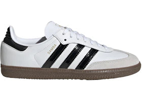 adidas Samba OG White Black Patent Stripes (GS) - vue 360