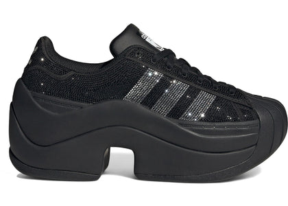 adidas Superstar Bold Rhinestone Black Silver (Women's) - authentic adidas sneakers