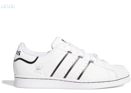 adidas Superstar Thin Stripes White Black - sneakers view 2