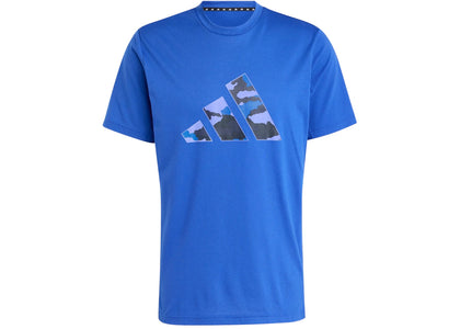 adidas Train Essentials Camo Graphic Logo T-Shirt Semi Lucid Blue - authentic adidas apparel