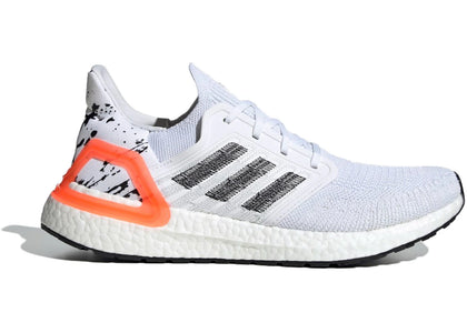 adidas Ultra Boost 20 White Orange Heel Pattern - authentic adidas sneakers