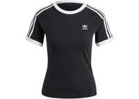 adidas Women's 3-Stripes Slim Raglan T-Shirt Black Melange