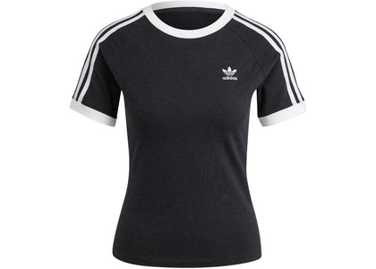 adidas Women's 3-Stripes Slim Raglan T-Shirt Black Melange - authentic adidas apparel