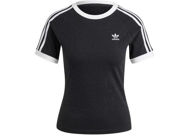 adidas Women's 3-Stripes Slim Raglan T-Shirt Black Melange