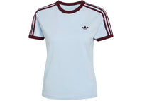 adidas Women's 3-Stripes Slim Tee Crystal Sky/Maroon